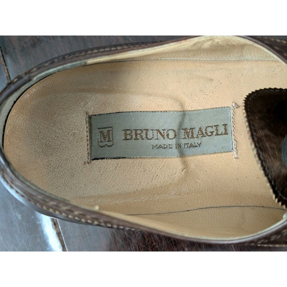 VTG 80s 90s Bruno Magli Italian Wingtip Brogue Oxfords Mens 7.5 Leather Italy - Picture 4 of 8